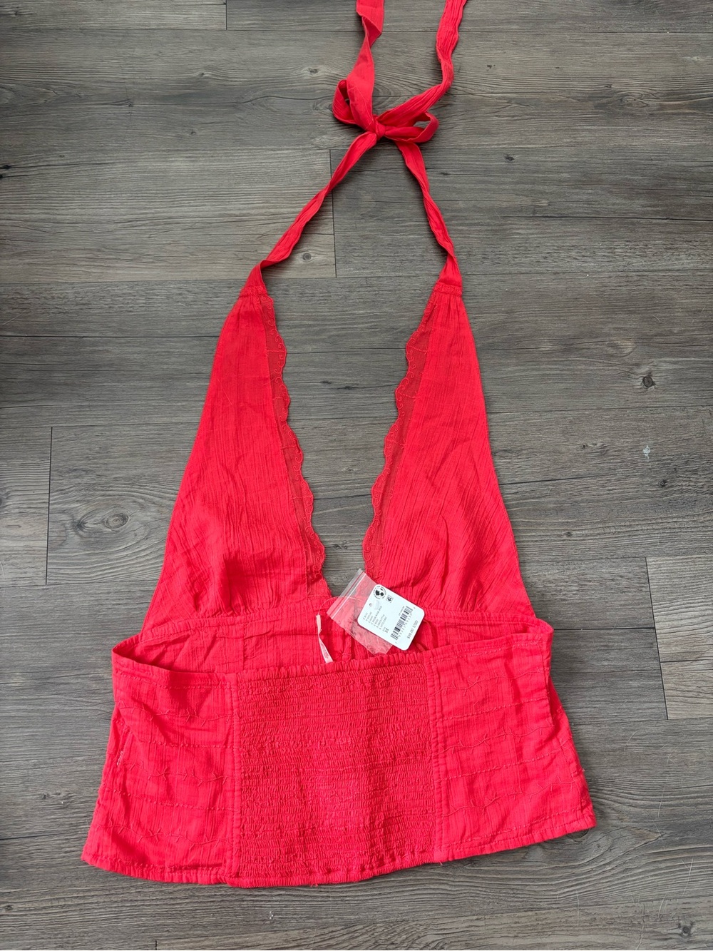 Free People Red Halter Button-Front Top - Picture 3 of 5